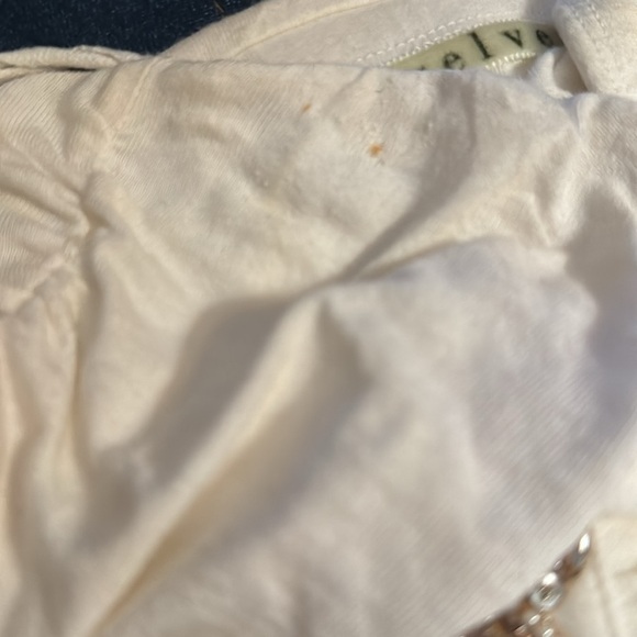 Velvet Tube Ruched embellished ivory top Sz M 100% cotton - Picture 9 of 9